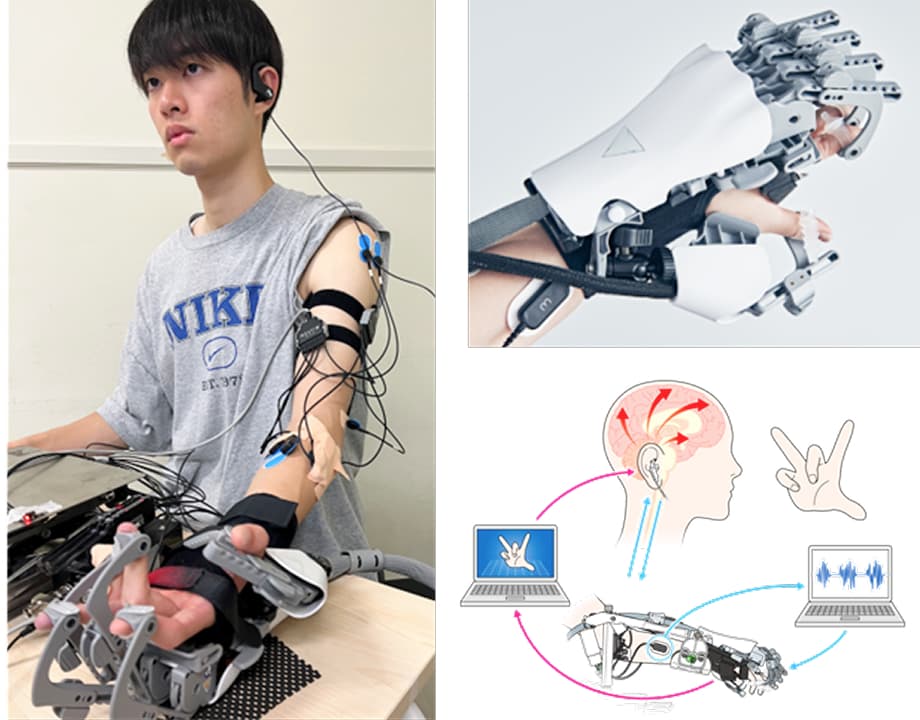 AI制御型ロボットと迷走神経刺激による指の運動